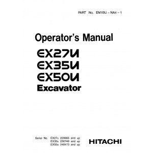 Hitachi EX27U, EX35U, EX40U and EX50U Compact Excavator set of Service Manuals