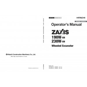 Hitachi Zaxis 190W-5N Wheel Excavator set of Service Manuals